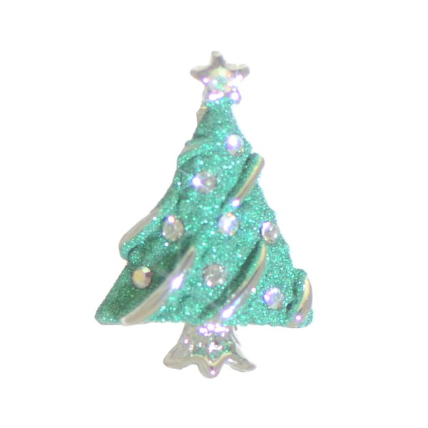 CHRISTMAS SPRUCE Silver plated Green Christmas Tree Brooch by Rodney