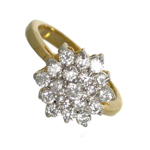 Churchill Gold Rhodium Plated Cubic Zirconium Dress Ring size N