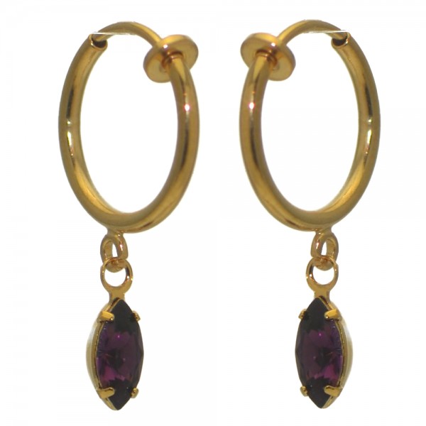 CLEMENTINE CERCEAU Gold Plated Amethyst Clip On Earrings