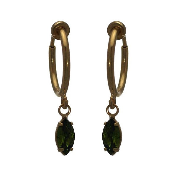 CLEMENTINE CERCEAU Gold Plated Olivine Hoop Clip On Earrings