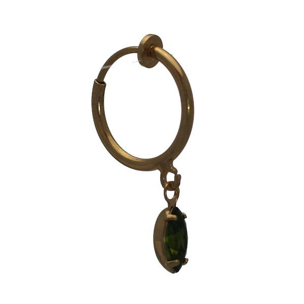 CLEMENTINE CERCEAU Gold Plated Olivine Hoop Clip On Earrings