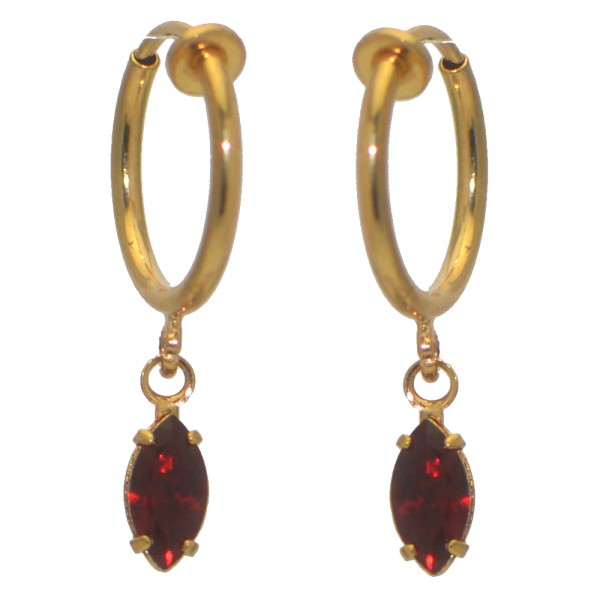 CLEMENTINE CERCEAU Gold Plated Siam Crystal Clip On Earrings