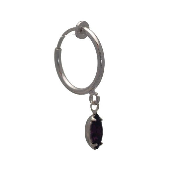 CLEMENTINE CERCEAU Silver Plated Amethyst Hoop Clip On Earrings