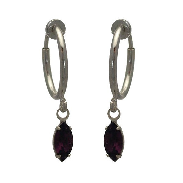 CLEMENTINE CERCEAU Silver Plated Amethyst Hoop Clip On Earrings