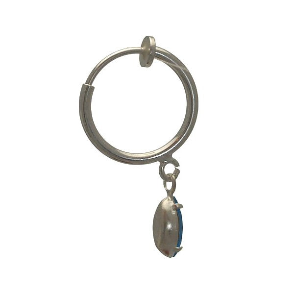 CLEMENTINE CERCEAU Silver Plated Aquamarine Hoop Clip On Earring