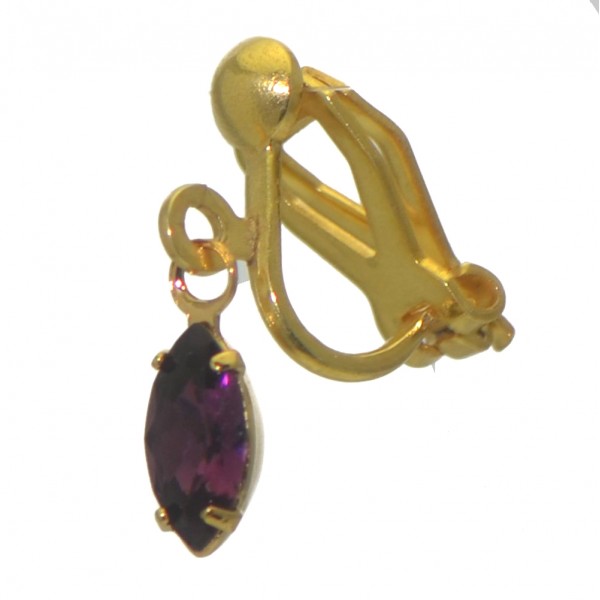 CLEMENTINE Gold Plated Amethyst Clip On Earrings