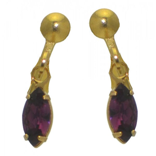 CLEMENTINE Gold Plated Amethyst Clip On Earrings