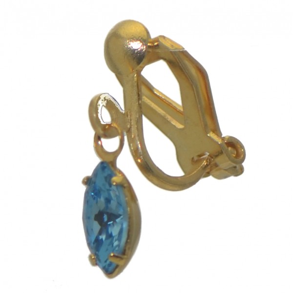 CLEMENTINE Gold Plated Aquamarine Clip On Earrings