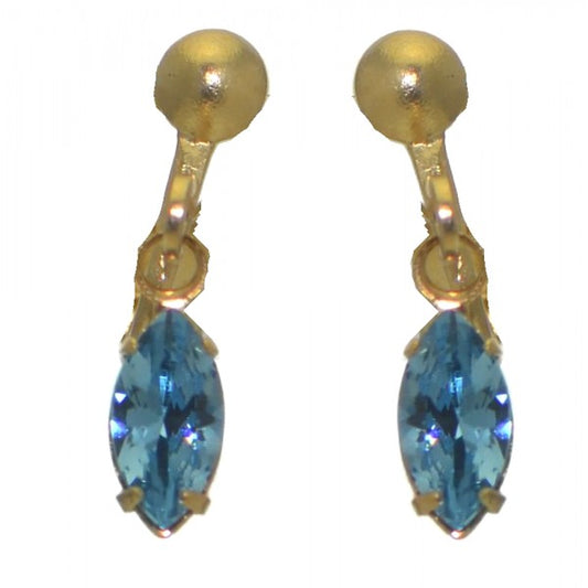 CLEMENTINE Gold Plated Aquamarine Clip On Earrings