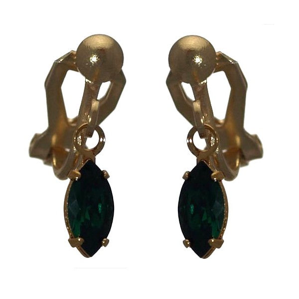 CLEMENTINE Gold Plated Emerald Clip On Earrings