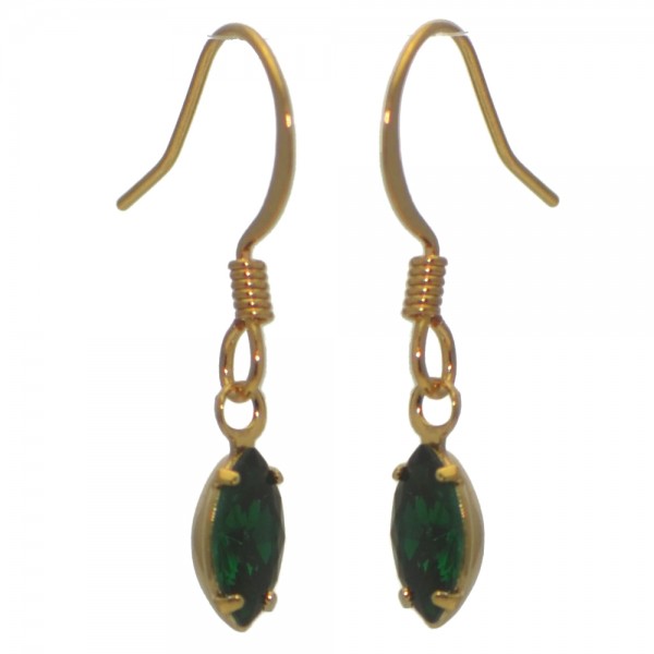 CLEMENTINE Gold Plated Emerald Crystal Hook Earrings