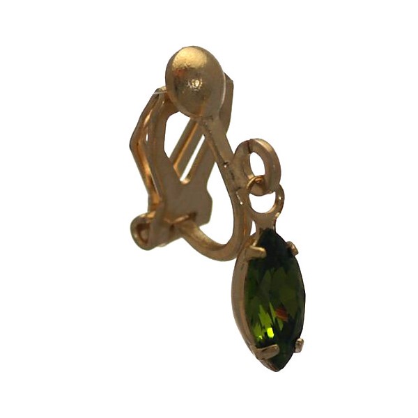 CLEMENTINE Gold Plated Olivine Clip On Earrings