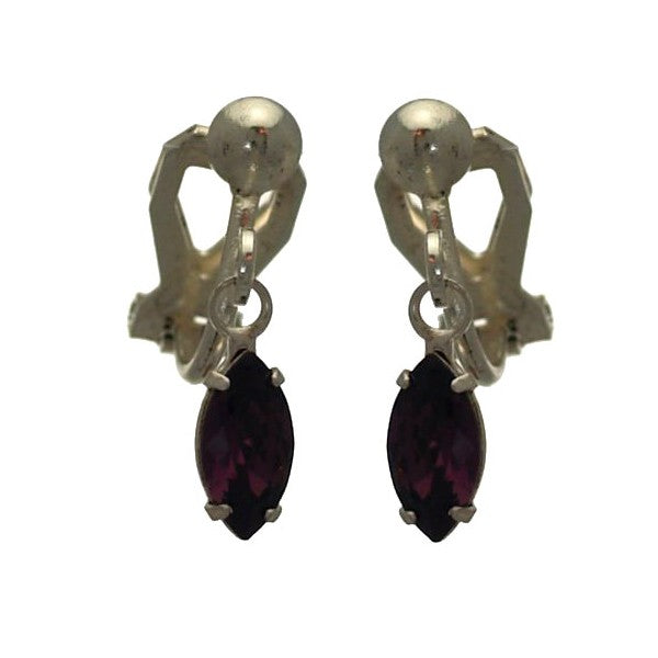 CLEMENTINE Silver Plated Amethyst Clip On Earrings