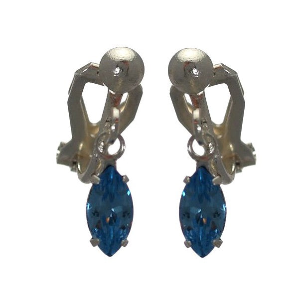 CLEMENTINE Silver Plated Aquamarine Clip On Earrings