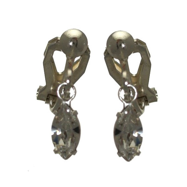 CLEMENTINE Silver Plated Crystal Clip On Earrings