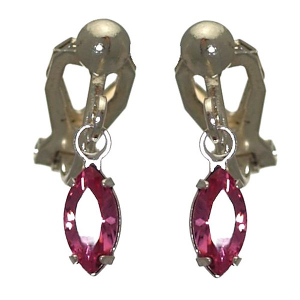 CLEMENTINE Silver Plated Rose Crystal Clip On Earrings