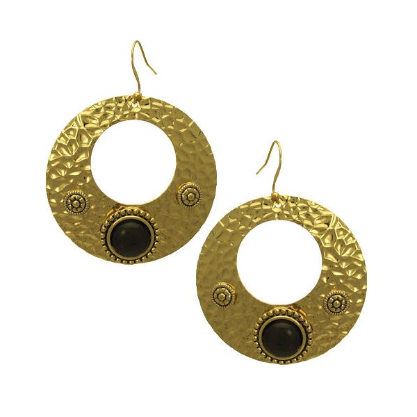 Clio Gold tone Black Hook Earrings