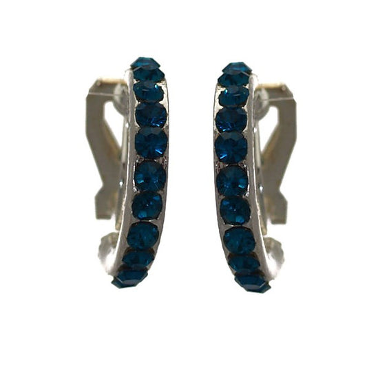 COCHITI Silver tone Turquoise Crystal Clip On Earrings