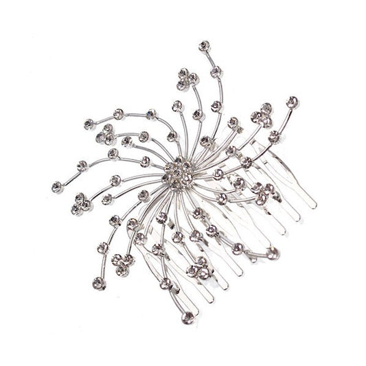 Comet Silver tone Crystal Hair Comb