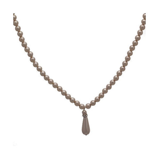 Contrite Beige Pearl Crystal faux Pearl Pendant Choker Necklace