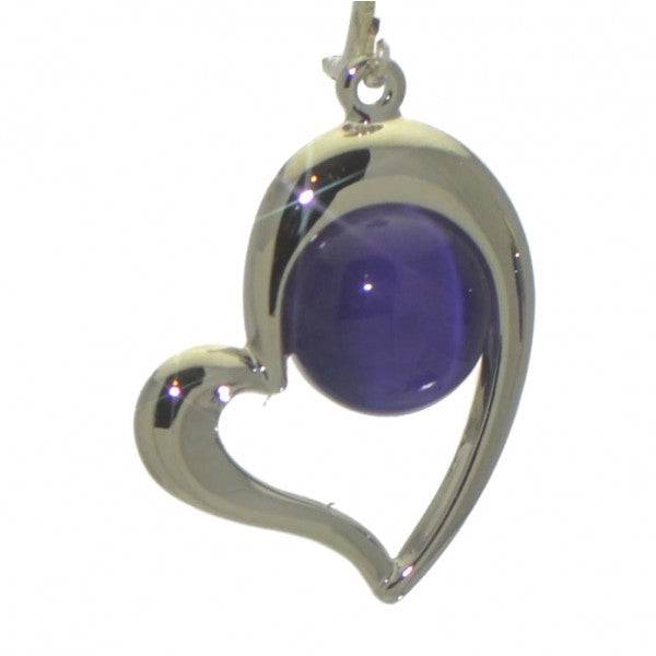 CORRA silver plated heart purple clip on earrings by Rodney