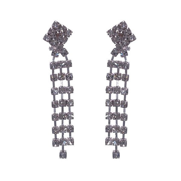 COY Silver tone Crystal Clip On Earrings