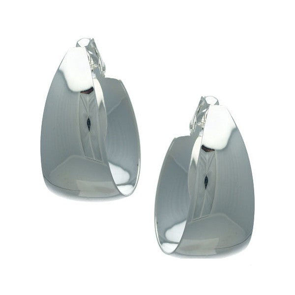 CRESCENDO 35 x 20mm Silver tone Wide Hoop Post Earrings