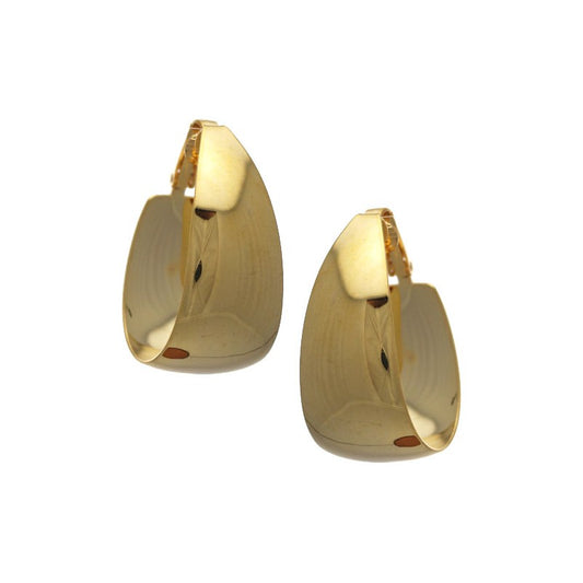 CRESCENDO 35mm x 20mm Gold tone Wide Hoop Clip On Earrings