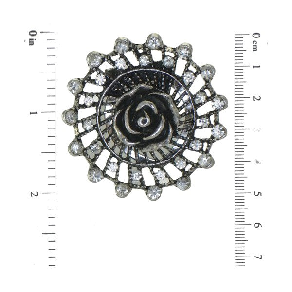CROCOSMIA Antique Silver Tone Crystal Scarf Clip