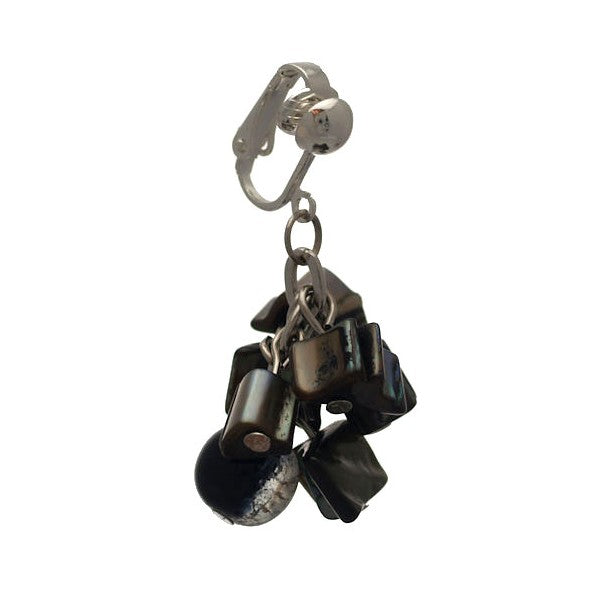 CUBES A Silver plated Multi Pendant Clip On Earrings
