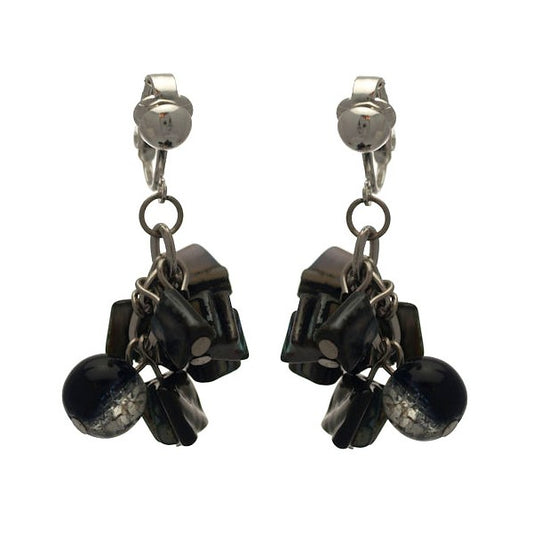 CUBES A Silver plated Multi Pendant Clip On Earrings