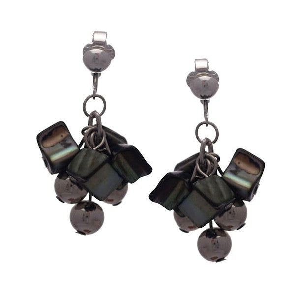CUBES B Silver plated Multi Pendant Clip On Earrings