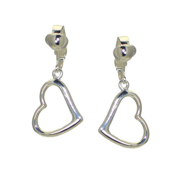 CUSHLA Silver Plated Heart Clip On Earrings by VIZ
