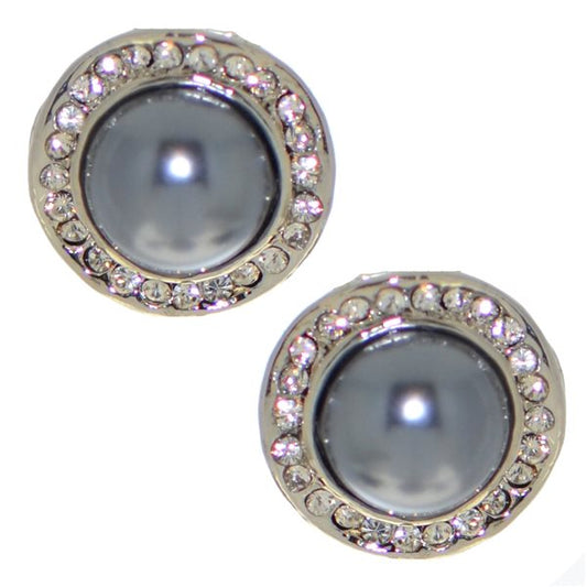 CYNTHIA silver plated crystal grey clip on earrings by Rodney