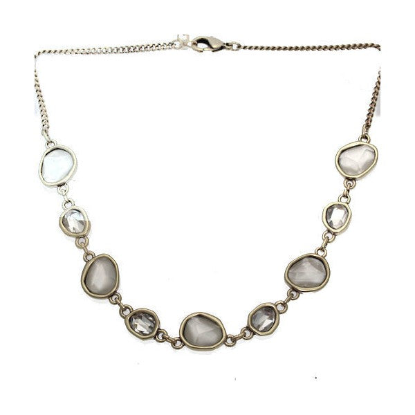Cyprienne Antique Silver tone Crystal Necklace