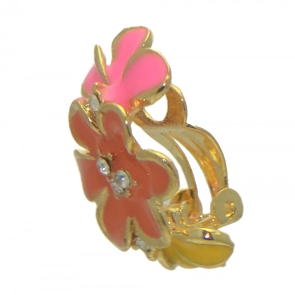 DABRIA Gold tone Pink Peach and Yellow Clip On Earrings