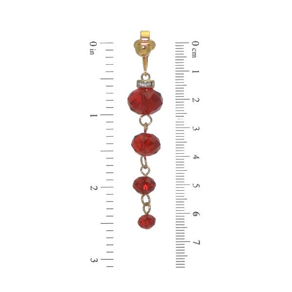 DAGNY Gold plated Red Cascade Clip On Earrings