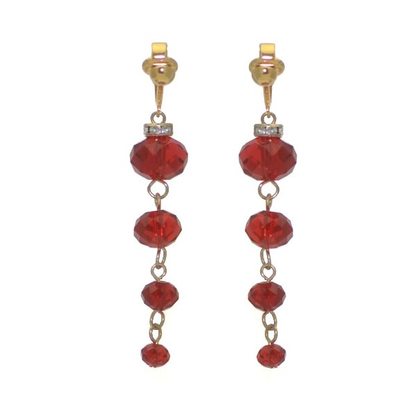 DAGNY Gold plated Red Cascade Clip On Earrings