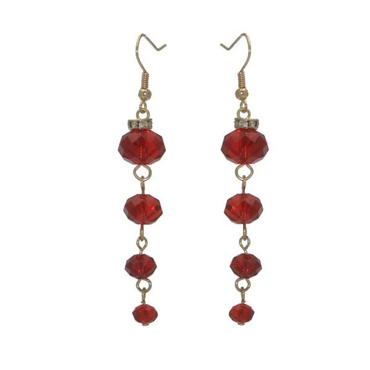 DAGNY Gold tone Red Cascade Hook Earrings