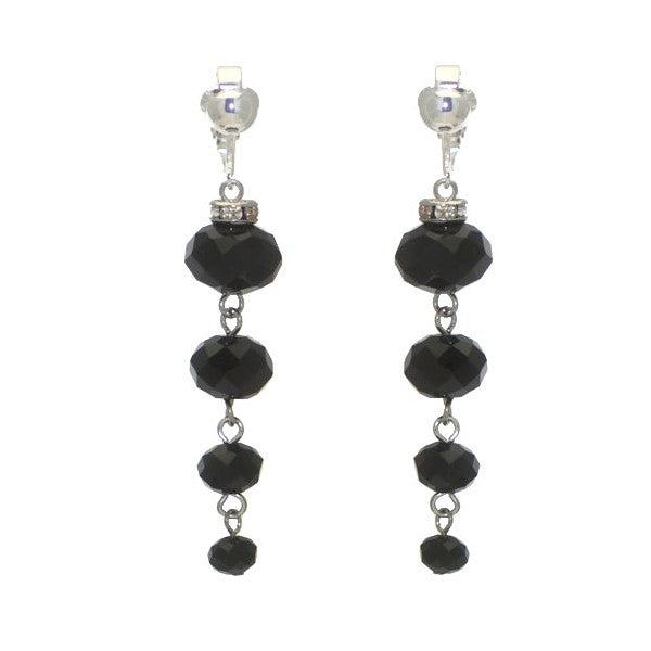 DAGNY silver tone Black Cascade Clip On Earrings