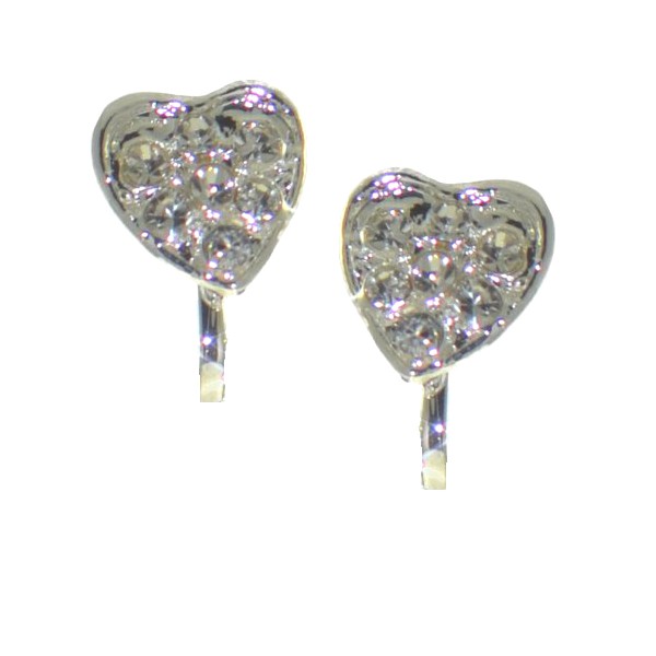 DAHNA A HEART Silver tone Crystal Clip On Earrings