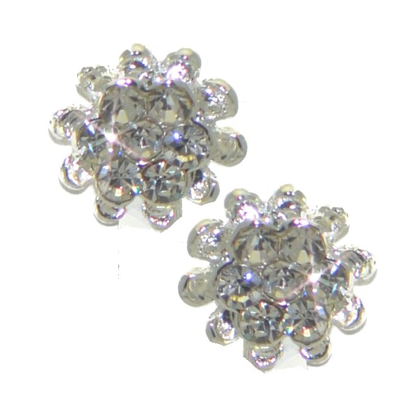 DAHNA D FLOWER Silver tone Crystal Clip On Earrings