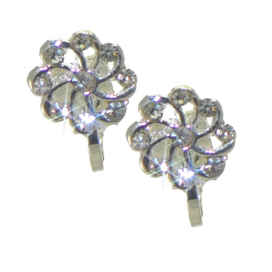 DAHNA E TORNADO Silver tone Crystal Clip On Earrings