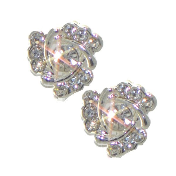 DAHNA F SPIRAL Silver tone Crystal Clip On Earrings