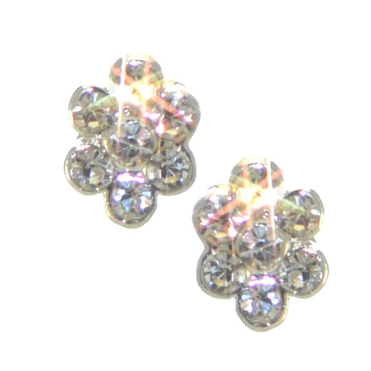 DAHNA I -7 CRYSTALS Silver tone Crystal Clip On Earrings