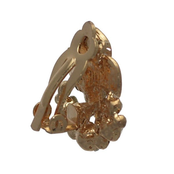 Daimhin Gold tone White Crystal Flower Clip On Earrings