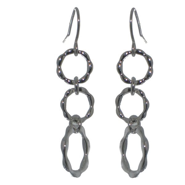 DAIREANN Silver tone Triple Ring Hook Earrings