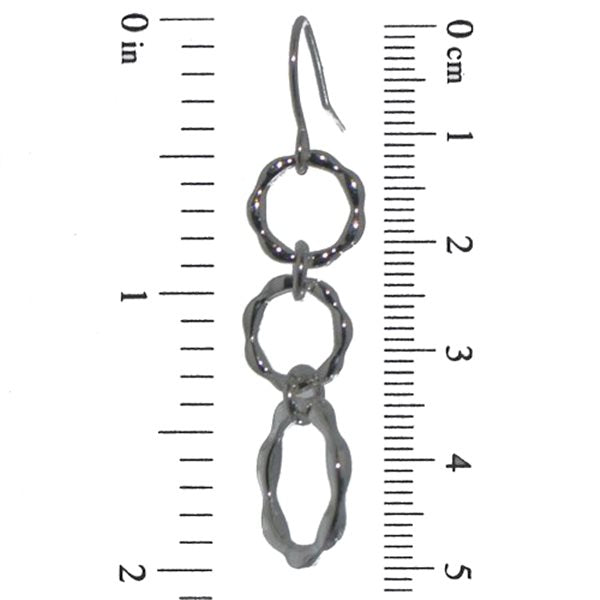 DAIREANN Silver tone Triple Ring Hook Earrings