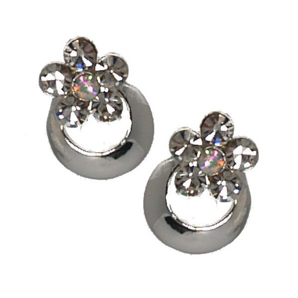Daisychain Silver tone Crystal Clip On Earrings