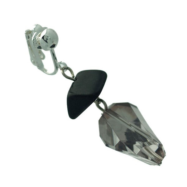 Damani Silver plated Black Smoke Clip On Earrings